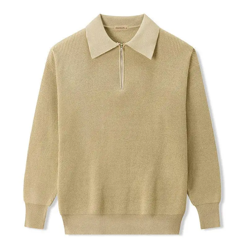 

Casual Simple Trendy Half Zip Autumn Winter Knitted Sweater Classic Style Loose Fit Long Sleeve Crew Neck Male Fashion