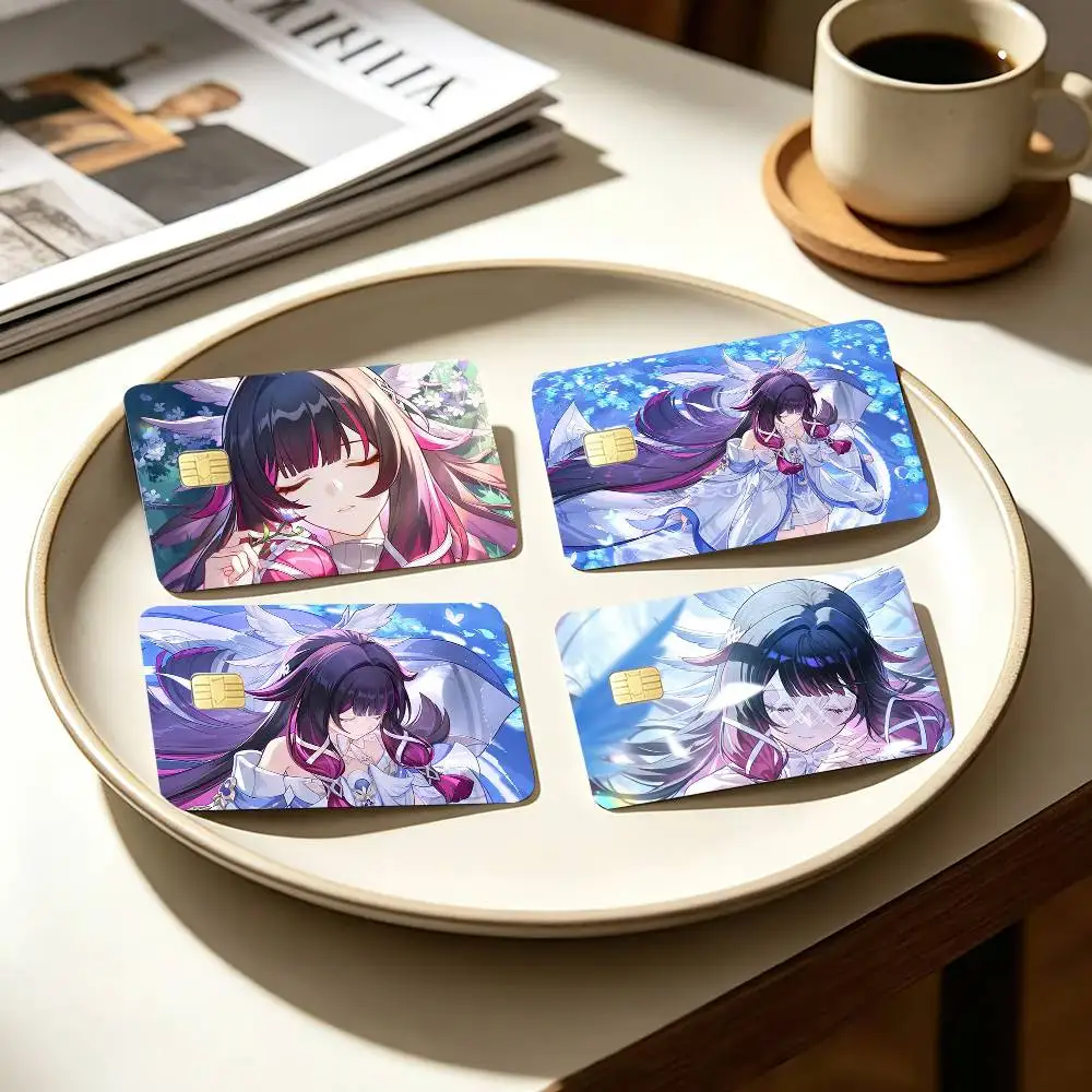 CUTE Genshin C-Columbina    4pcs 1Set Card Stickers Small Waterproof Chip 4PCS Card Sticker Anti-Scratch