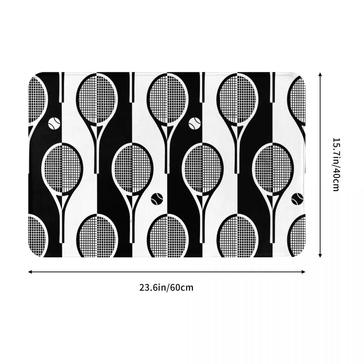 Black And White Tennis Rackets On Stripy Background Game Non-Slip Carpet Doormat Living Room Kitchen Mat Entrance Door  Rug