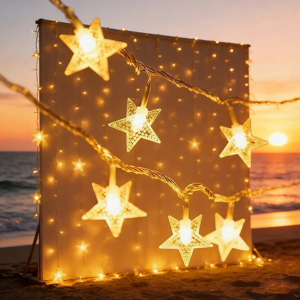 

LED String Lights Outdoor Star Chain Lights Garland Lights Bulb Fairy Lights Party Home Wedding Birthday Garden Decor