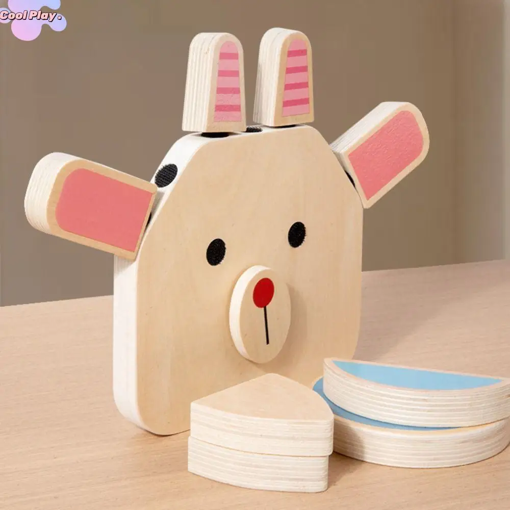 

Jigsaw Toys 3D Animal Puzzles Toys Character Montessori Wooden Face Changing Blocks DIY Portable Shape Matching Game
