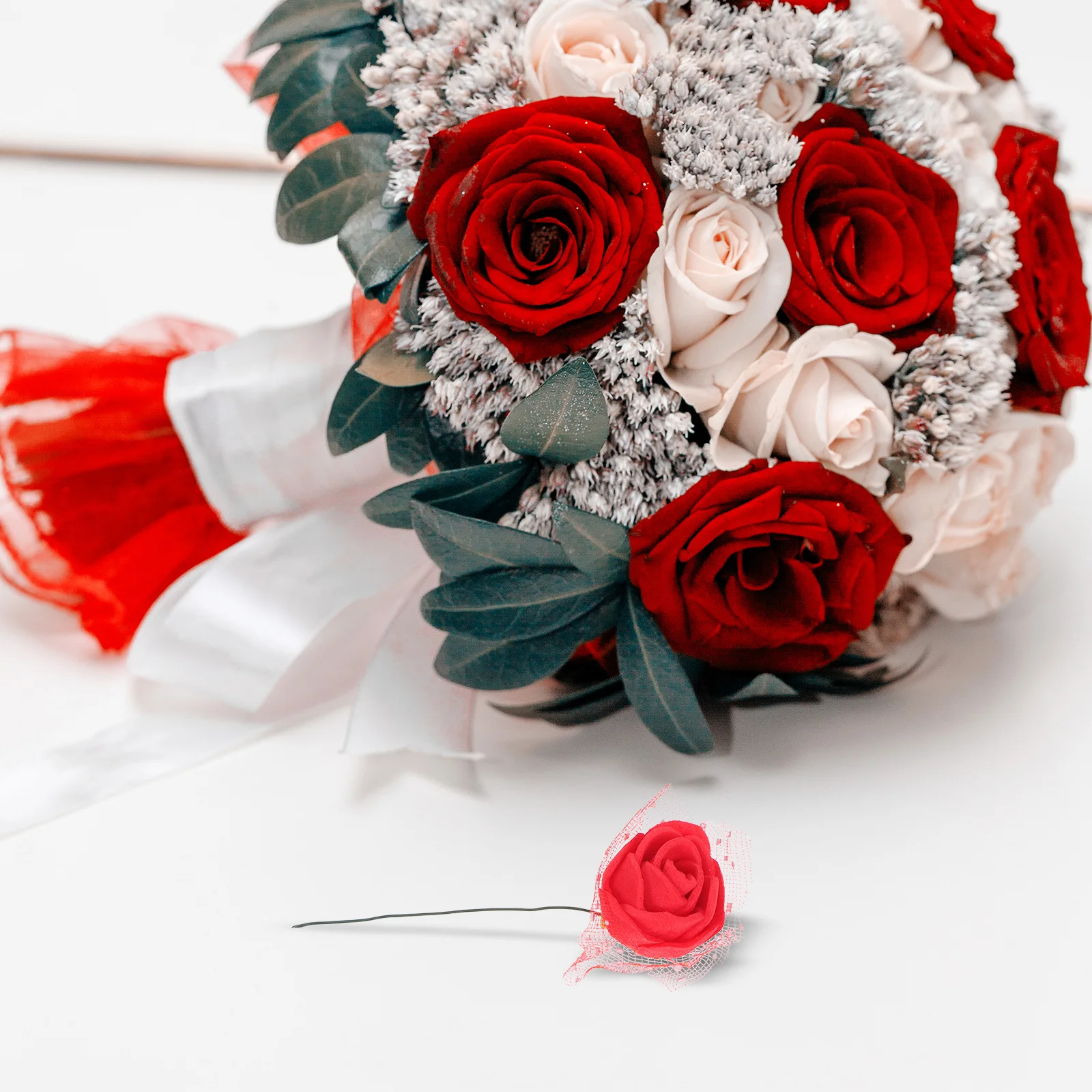 144 PCS Adding Yarn Foam Roses Fake Flowers Head Centerpieces Arrangements Party Artificial