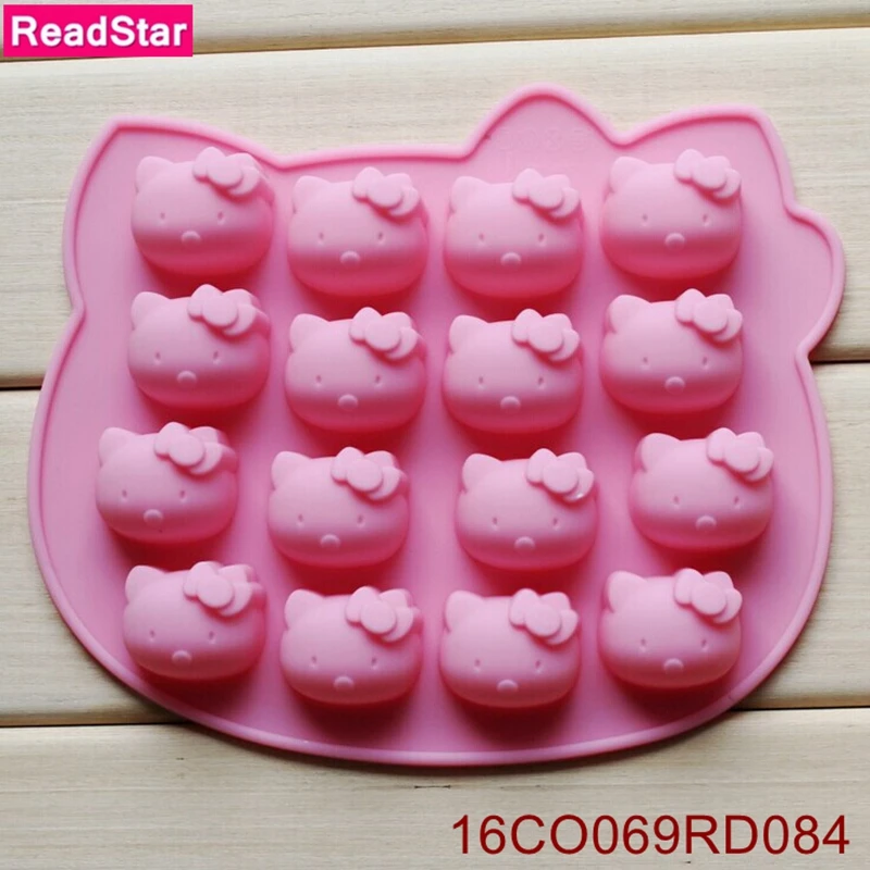 20PCS/LOT Wholesale ReadStar 16CO069RD084 16 Cavities KT Cat  Chocolate Silicone Mold 16 Holes Baking Mould DIY Soap Mold