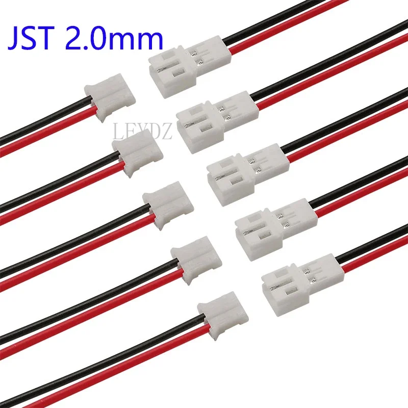 5Pairs Small Mini JST 1.25mm PH 2.0mm XH 2.54mm 2 Pin Male Female Plug Jack Connector Cable JST 1.25/2.0/2.54 2P Electronic Wire