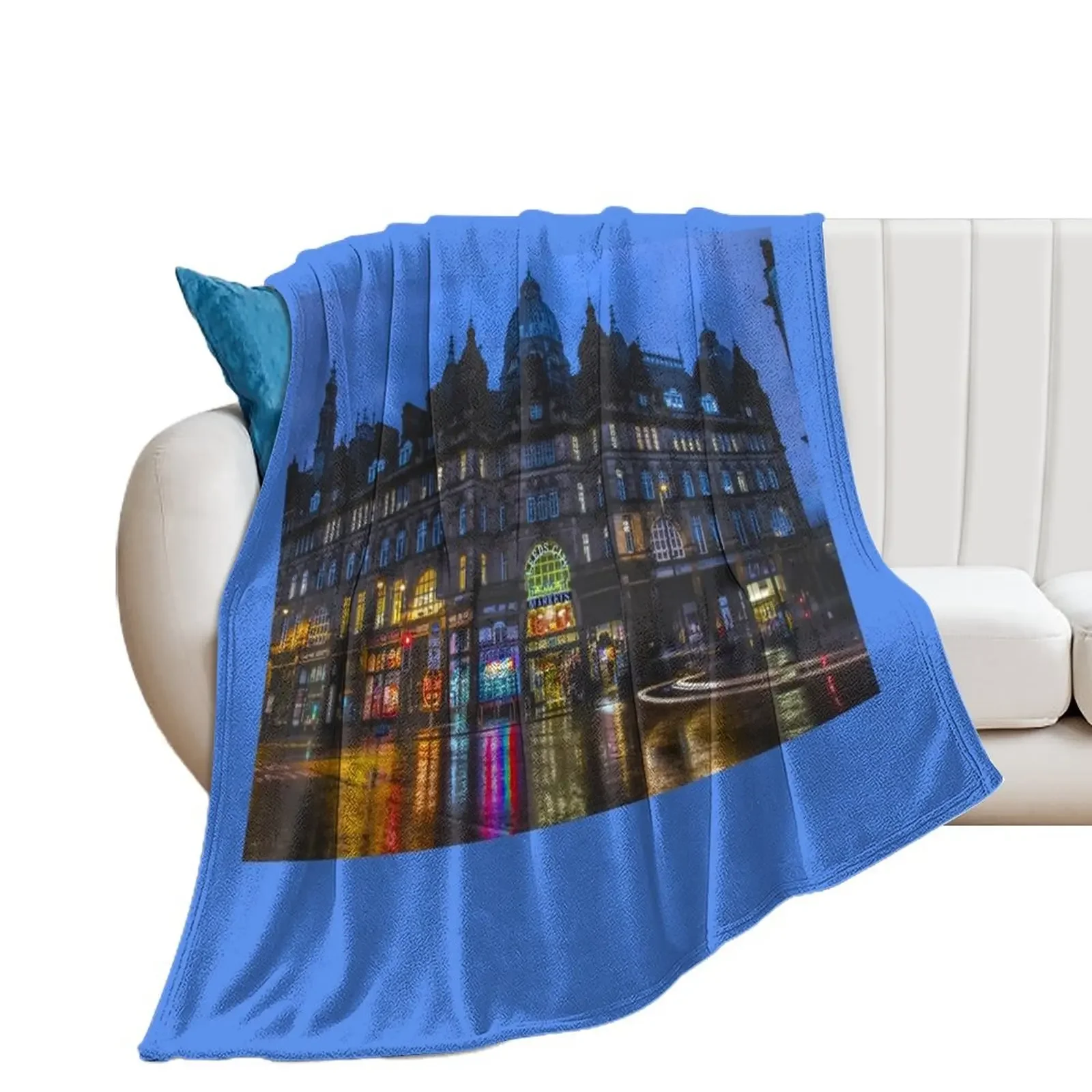 Leeds City Markets at Night One Throw Blanket warm for winter Luxury Designer Blankets