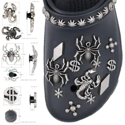 1pcs Shoes Decorations Halloween Metal Rivet Vintage Clogs Shoe Accessories Square Charms Detachable Punk Style Pines Pins W-2