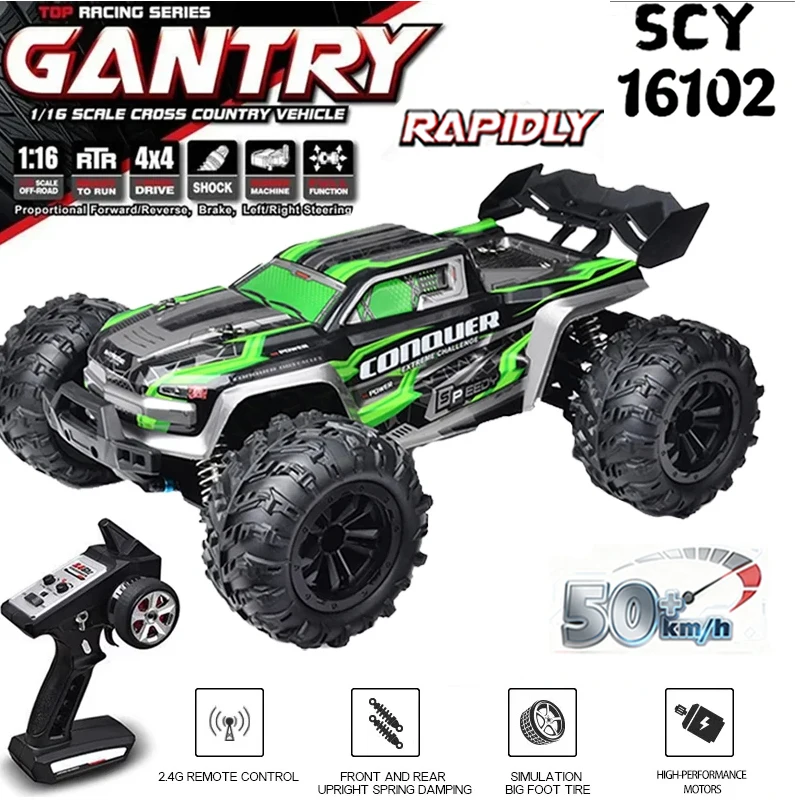 

1:16 Scale RC Car with LED 2.4G 4WD Brushless High Speed 70KM/H Off-Road Vehicle Remonice-looking appearate Control Toy for Boys