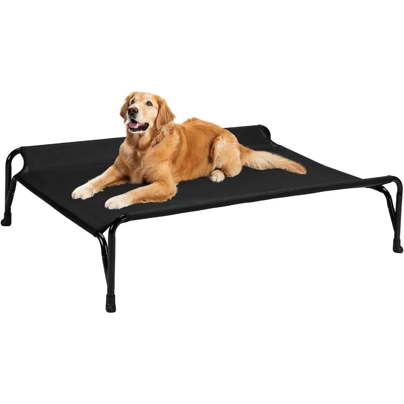 

Elevated Raised Dog Bed, Original Cooling Outdoor Dog Cot with Double Sided Protective Fence for Large Dogs, Washable Breathable