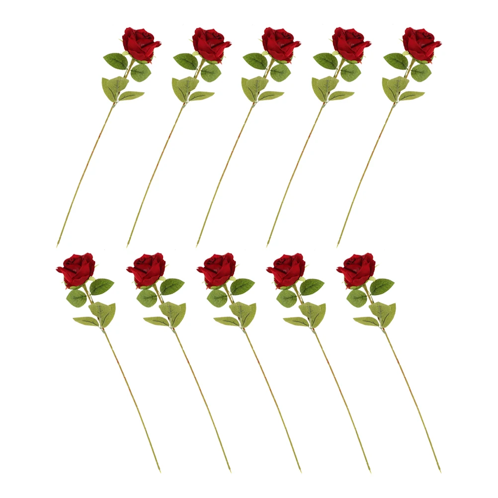 

10Pcs Artificial Roses Realistic Simulation Fake Flowers Long Stem Wedding Centerpieces Bridal Shower Valentine Day Decoration