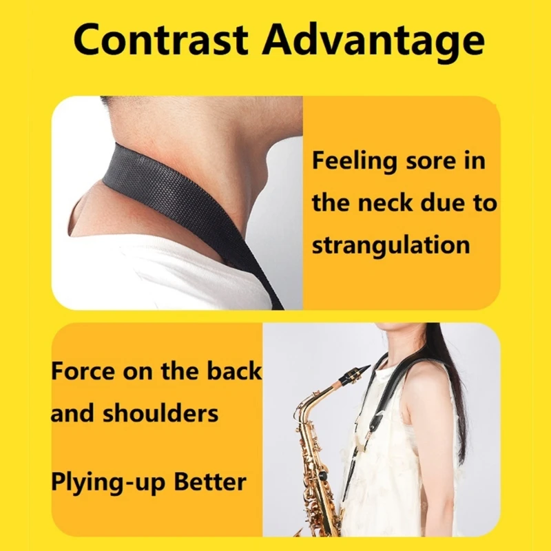 Saxophone Neck Strap Slings PU Leather Padded Neck Strap for Regular Beginners