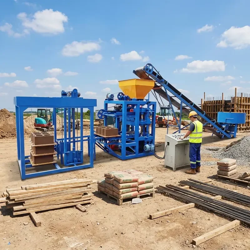 QT4-24 Semi-Automatic Concrete Block Making Machine Solid Paving Block Machine Construction Brick Making Machine