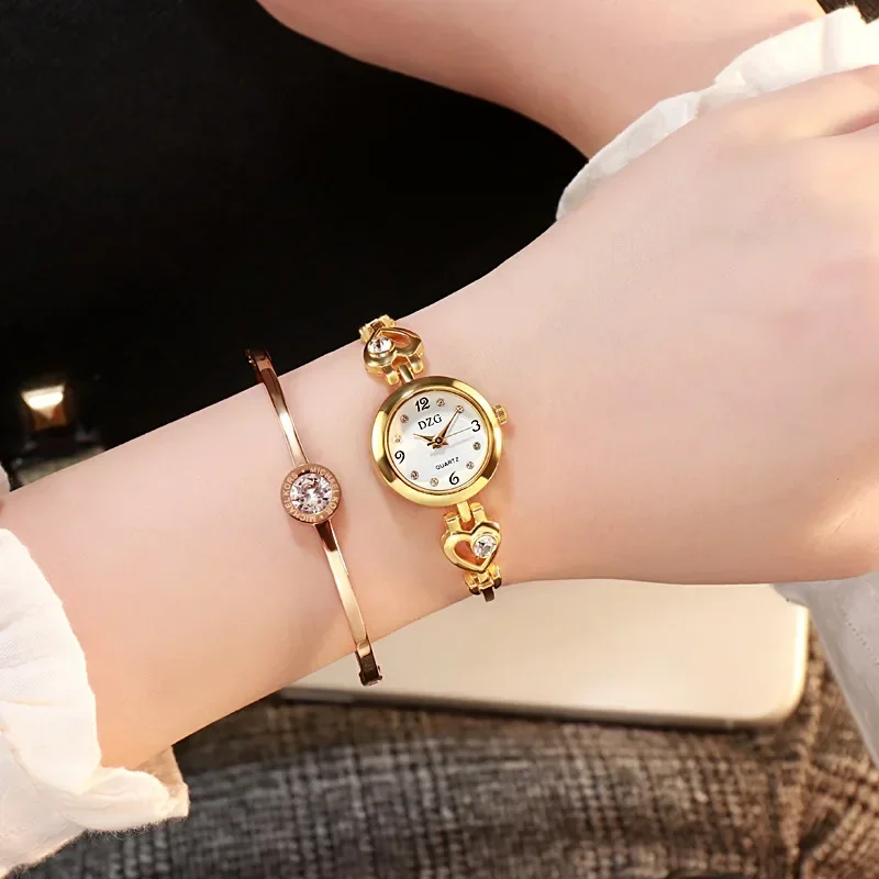 Fashion Women Heart Bracelet Watch Gold Quartz Watch for Women Wristwatch Casual Bracelet Watch Gifts Accessories Relógio Montre