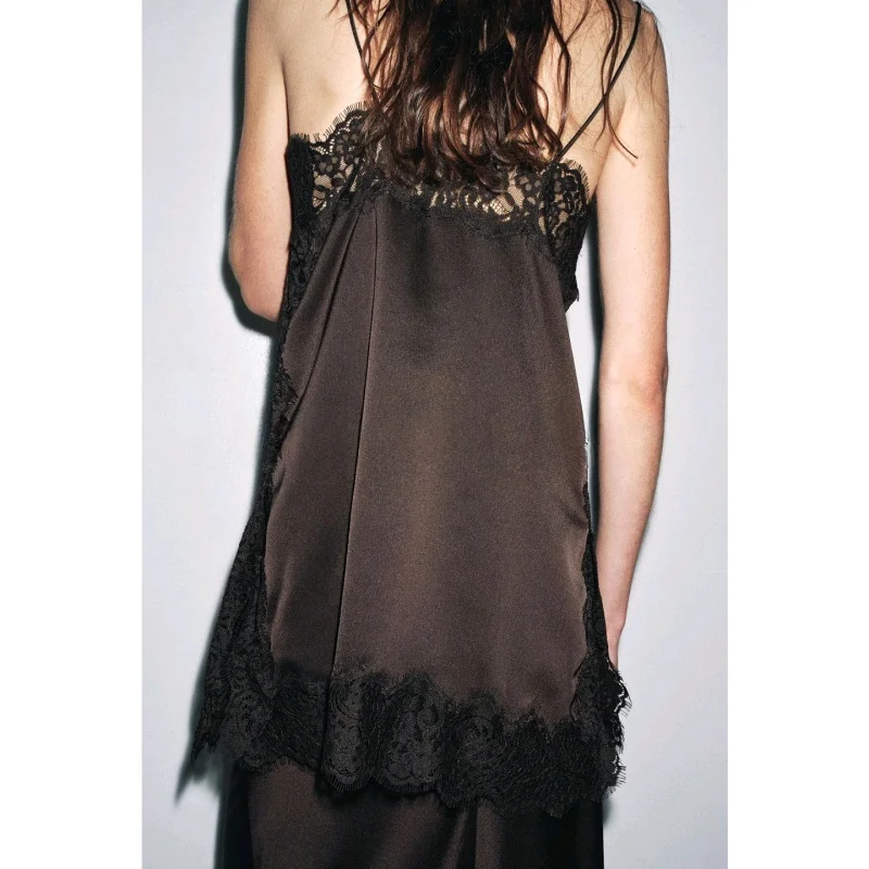 실크 새틴 질감 레이스 탑과 스커트 세트 여성 패션 의상 스트레이트 칼라 레이스 소재 스커트 성인용