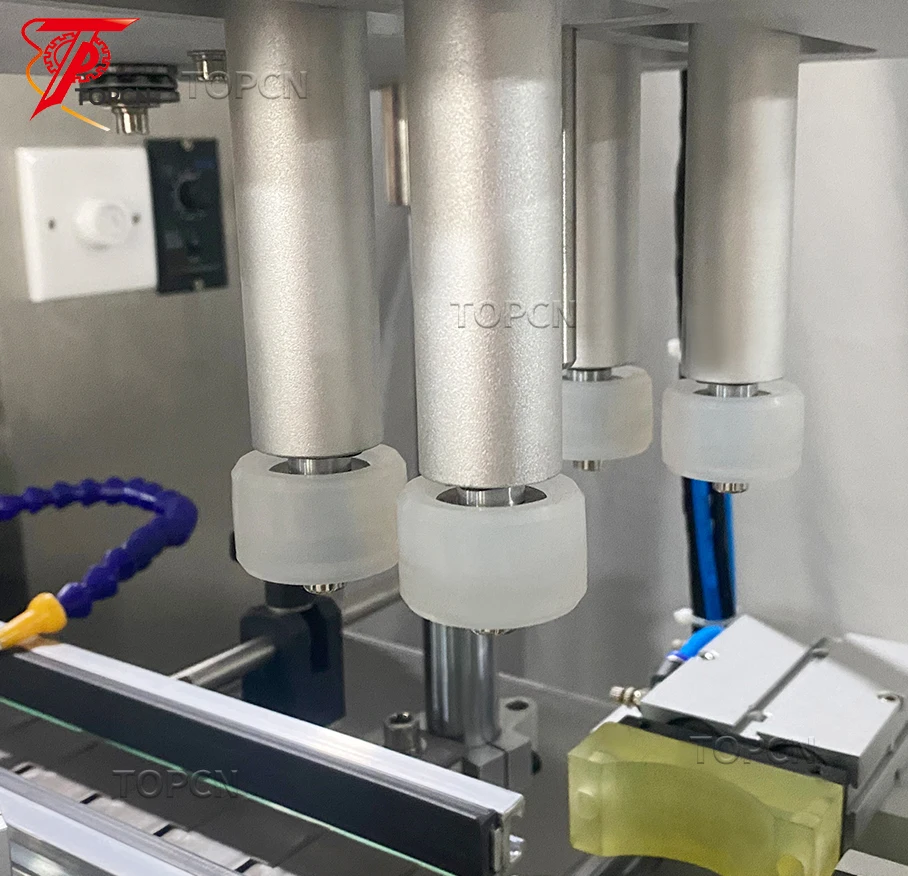 데스크탑 디지털 마그네틱 펌프 주스 오일 자동 물 플라스틱 원형 병 액체 충전 캡핑 기계