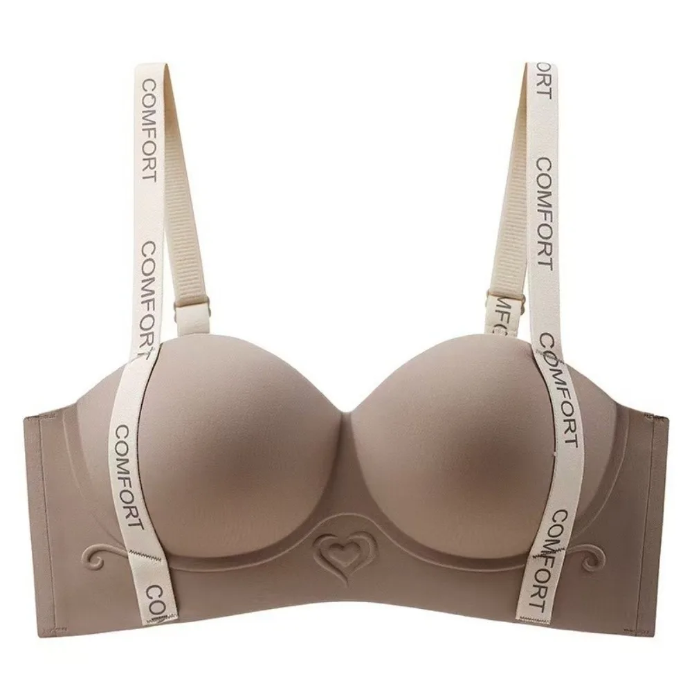 

Small Chest Display Letter Shoulder Strap Bra Large Gathering Adjustable Straps Wireless Bra Medium Thick No Steel Ring