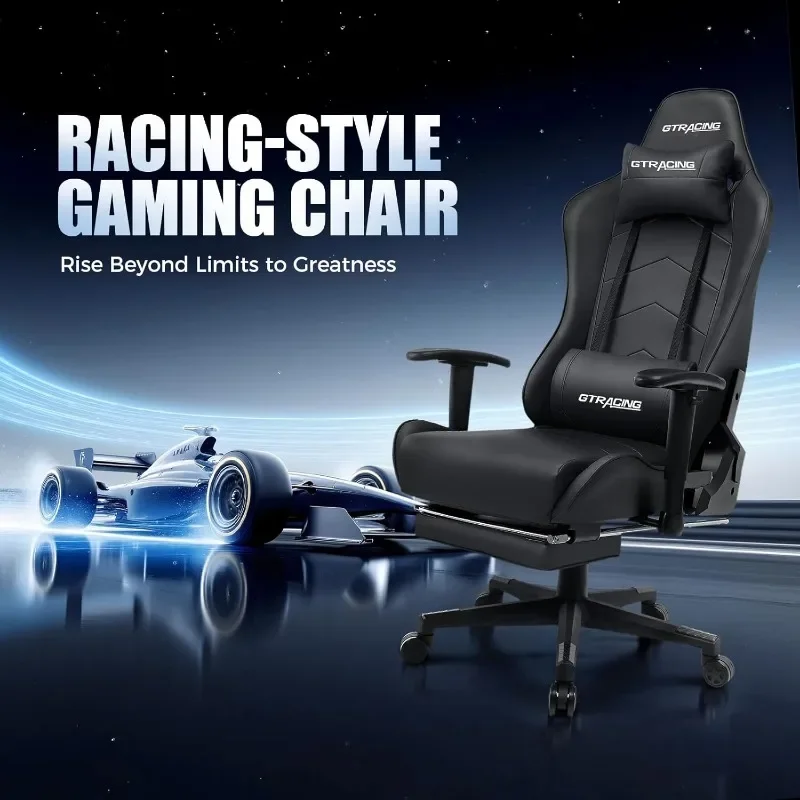GTRACING Gaming Chair with Footrest, Racing Style Computer Chair for Adult, Adjustable Reclining Backrest and Lumbar Support