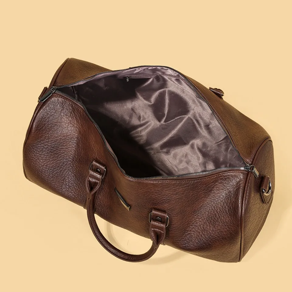 Luxury Genuine Soft Pu Leather Men Women Bag Cow Leather Carry On Luggage Travel Shoulder Bag Male Female Weekend Duffle Sac