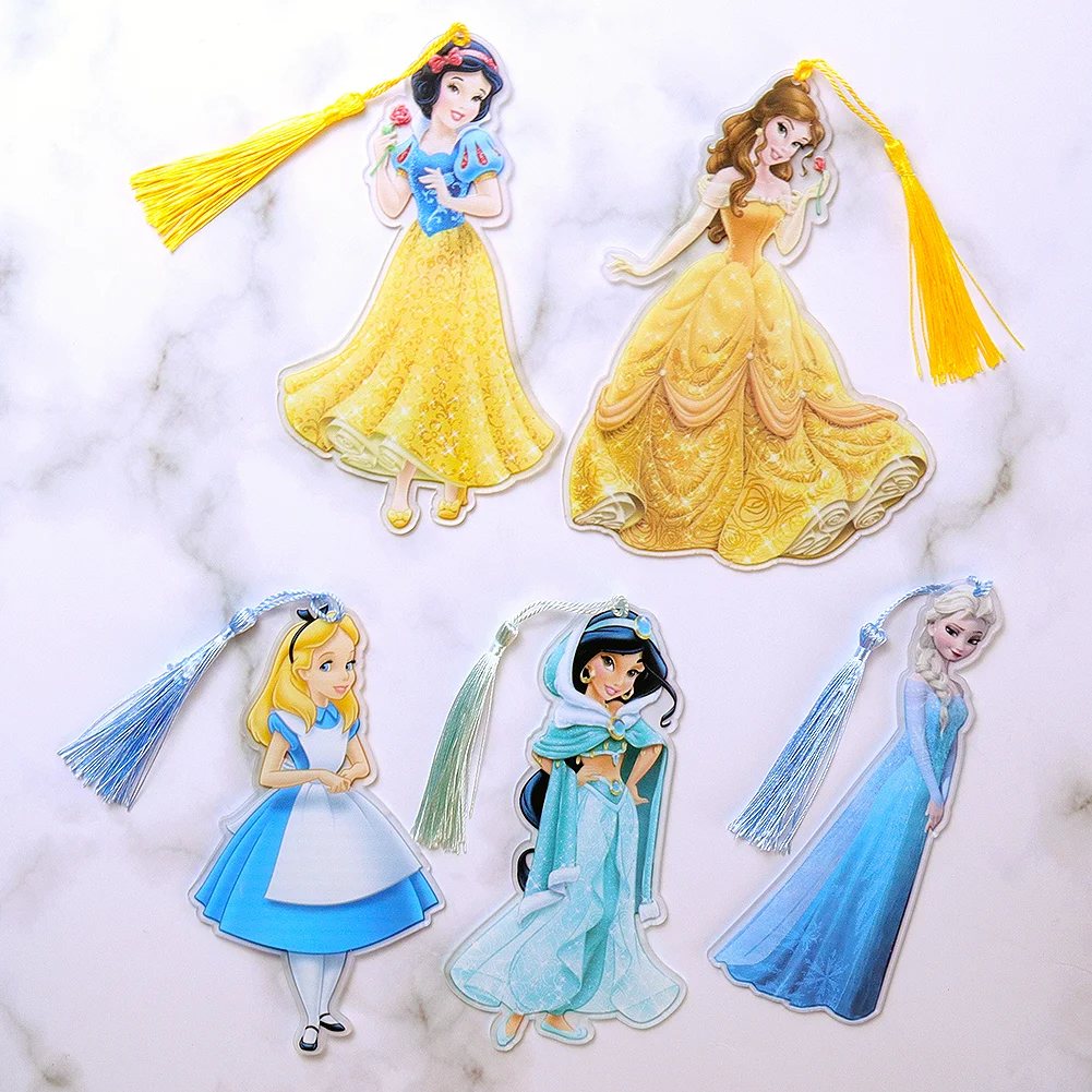 15cm Princess Disney Cartoon Transparent Acrylic Bookmark with Tassel Personalized For Book Lover Gift Reader Gift