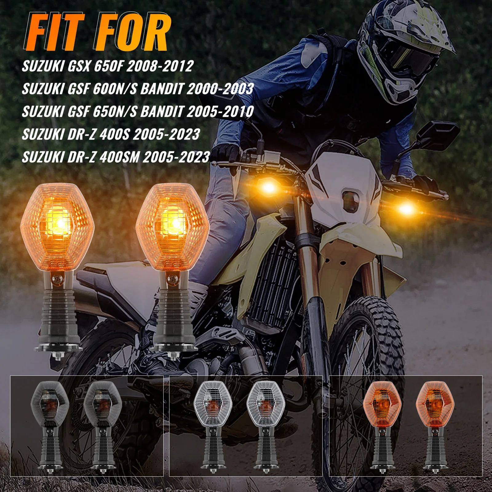 

ABS Motorcycle Turn Signal Lights With Smoked GSF 600N/S DR-Z 400S Amber Lens Motorcycle Turn Signal Lights