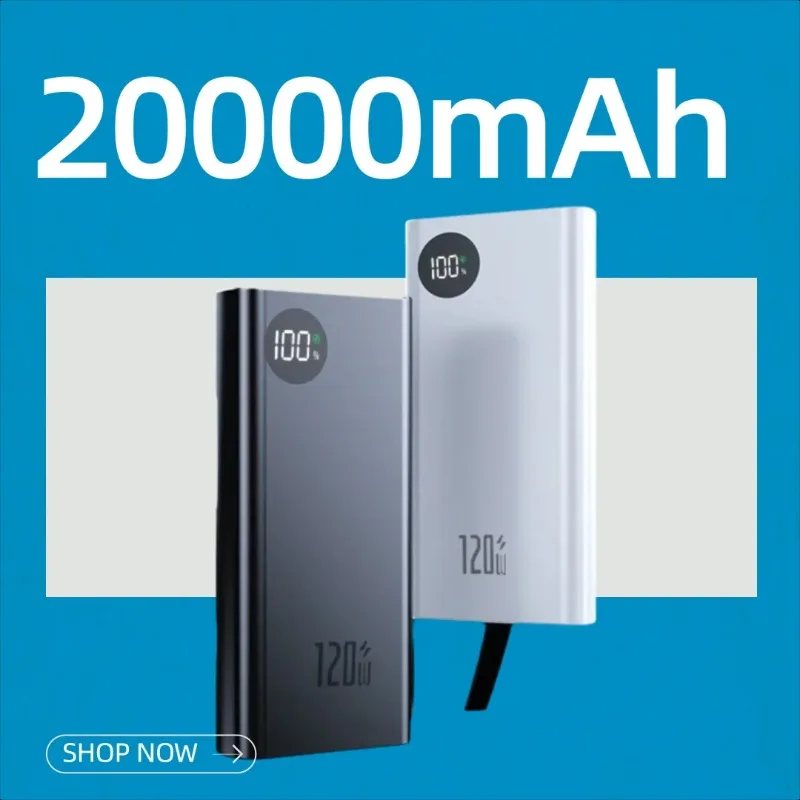

120W Ultra-Thin Two-Way Fast Charging Power Bank 20000mAh 10000mAh Portable Large-Capacity Portable Charger