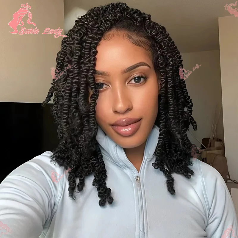 Synthetic Short Passion Twist Hair Full Lace Braided Wigs For Black Women 12\