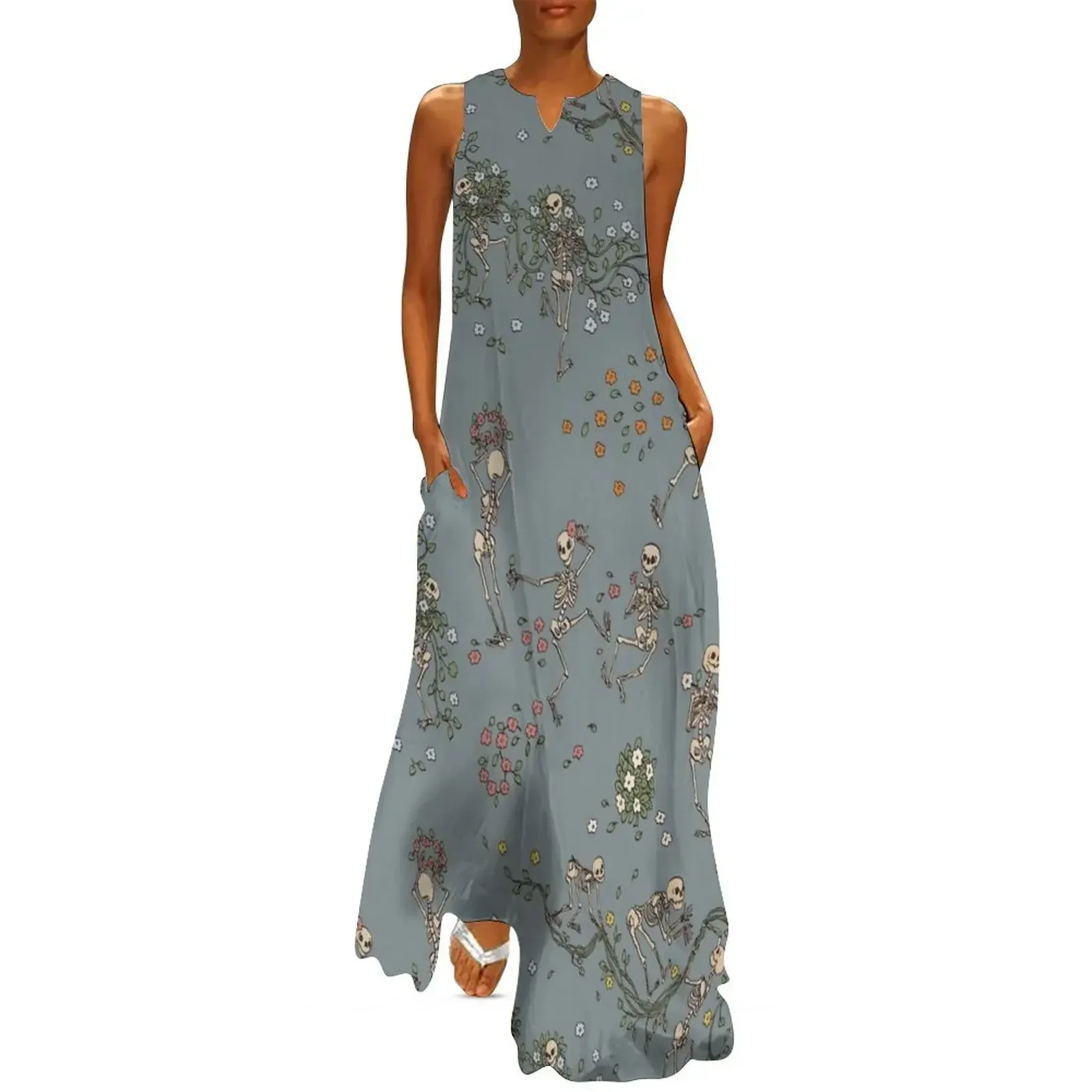 

Skeletons with garlands Long Dress luxury evening dress woman for wedding Women's skirt evening dresses women Dress