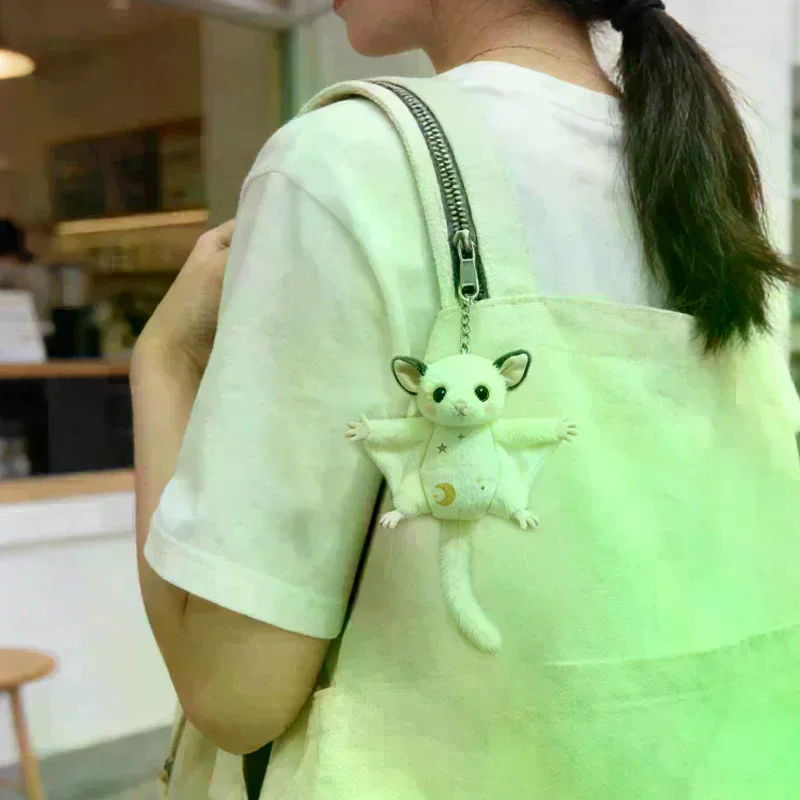 Fluffy Flying Squirrel Plush Keychain Mini Doll Pendant for Backpack Handbag Cute Decoration