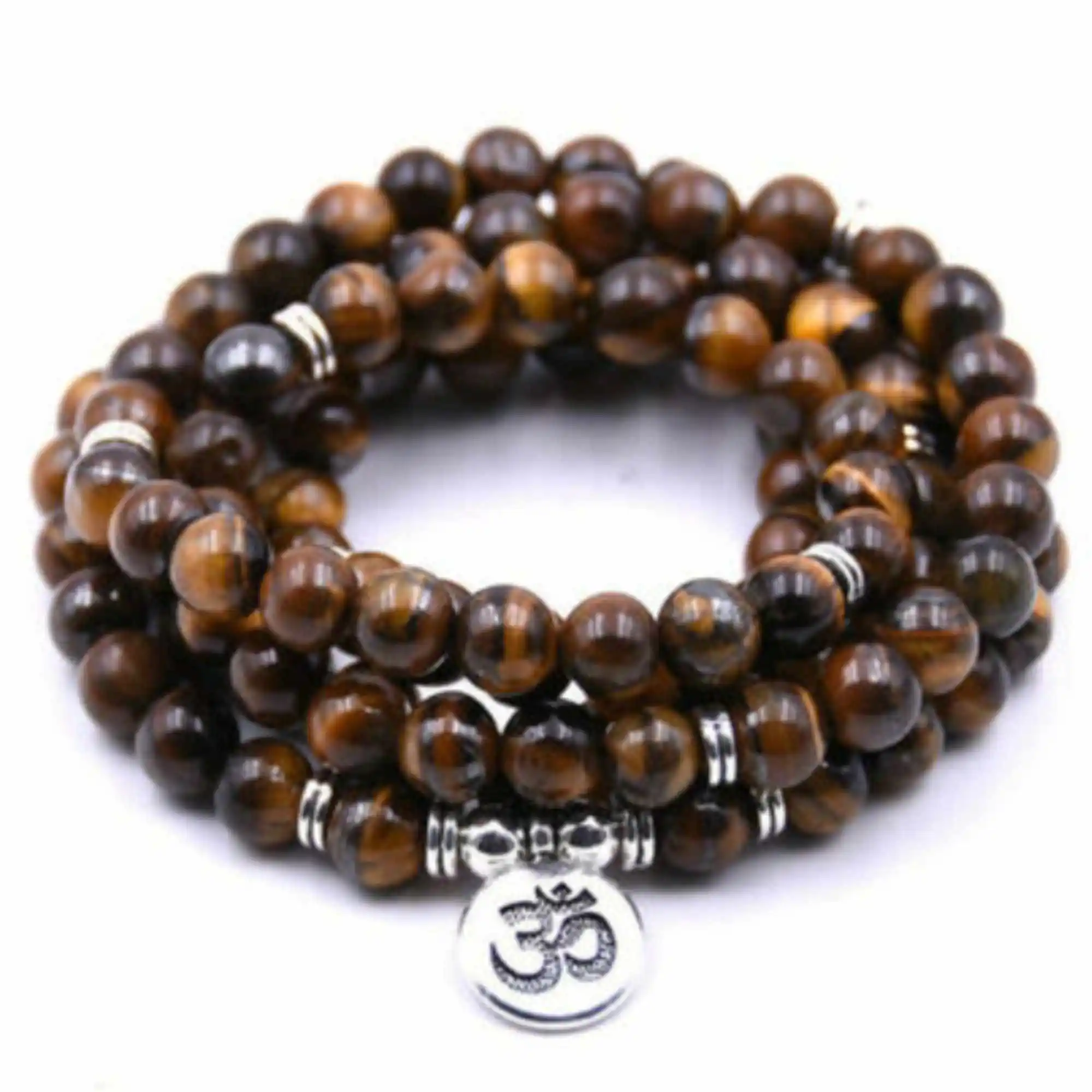 

6mm Natural 108 knot Tiger's Eye gemstone beads necklace Stones Stackable Teens Gift Party Mala Relief Prayer