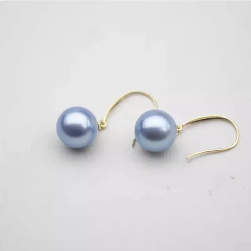 Charming Natural 8-9mm Genuine Silver Gray Pearl Earring 925 Sterling Silver