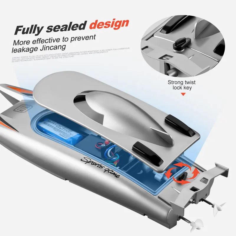 YL-805 2.4G Cool Sealed and Waterproof Boat Rc Submarine Dual Motor High Speed Resistant to Falling Radio Controlled Boat Hj808