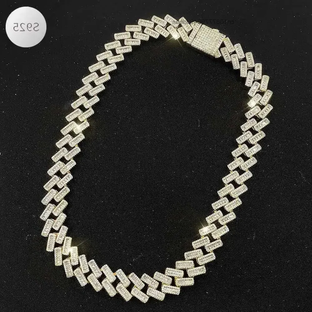 

Hip Hop Jewelry Moissanite Vvs 925 Sterling Silver Cuban Link Chain Necklace for Women Men