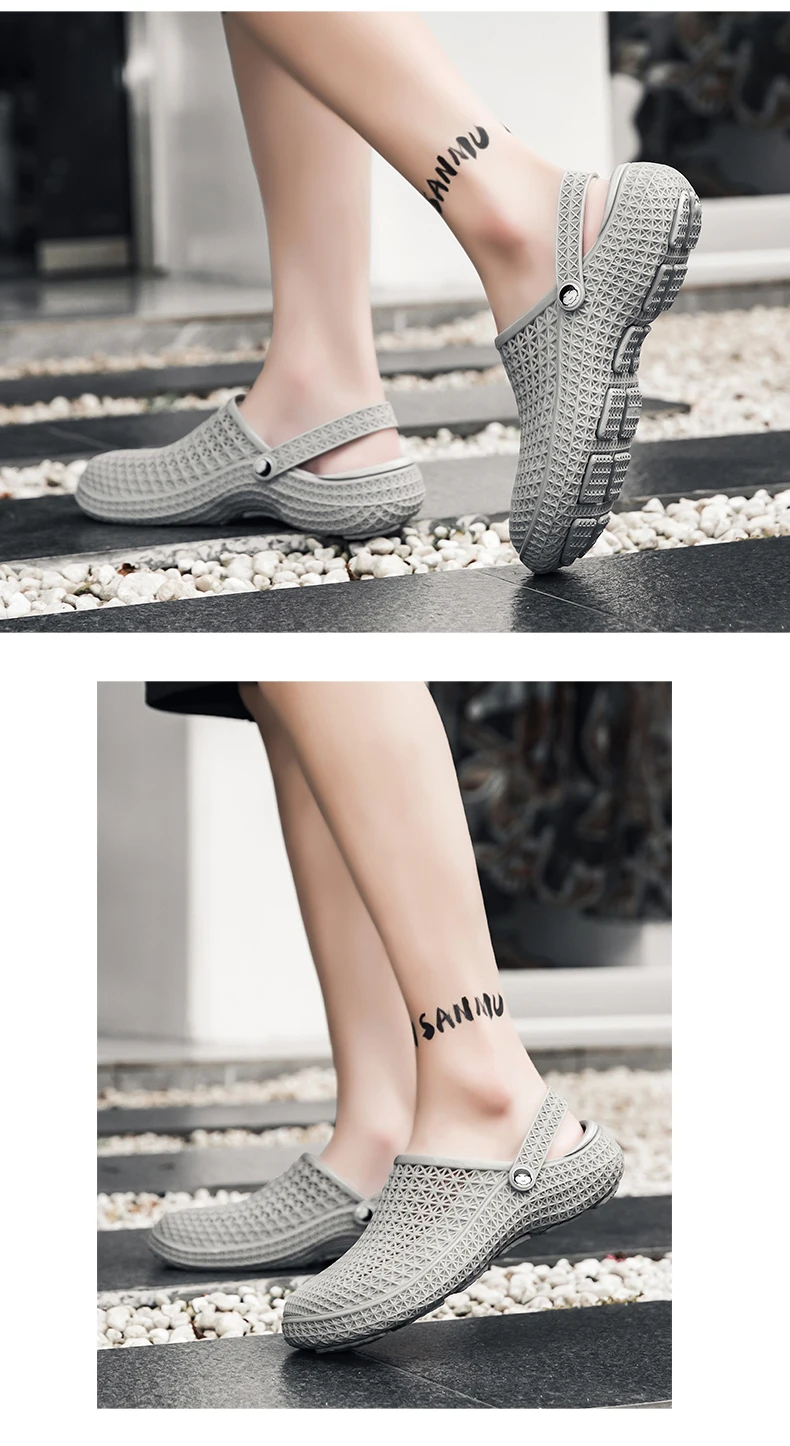 Herren Atmungsaktive Clogs Rutschfeste EVA Gartenschuhe Lässige Slip-on Pflege- und Kochschuhe Strand-Sandalen für Outdoor und Indoor im Sommer – Detail 10