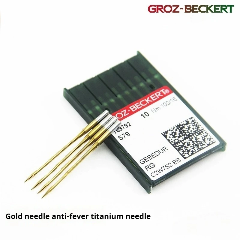 

Золотые иглы Groz-Beckert 579 Geb Panger Термостойкая игла с титановым покрытием для круглой головки 9820, 100 игл = 1 коробка