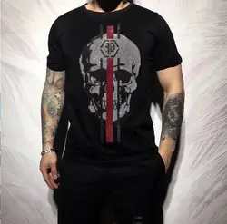 Men Short Sleeve Streetwear Men PLEIN ALI Homme Diamond Summer Slim Fit T-Shirts High Quality Outfits