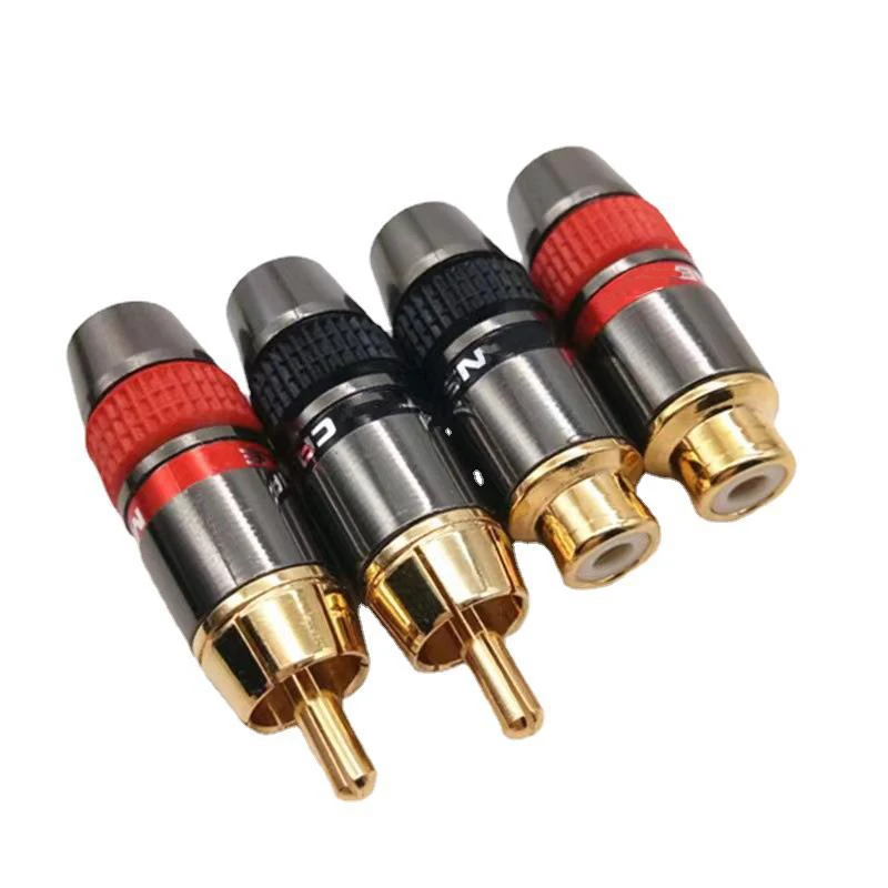

1PCS Gold-Plated Copper RCA Male/Female Plug Lotus Solder Plug Extension Socket RCA Wiring Audio And Video Red Black
