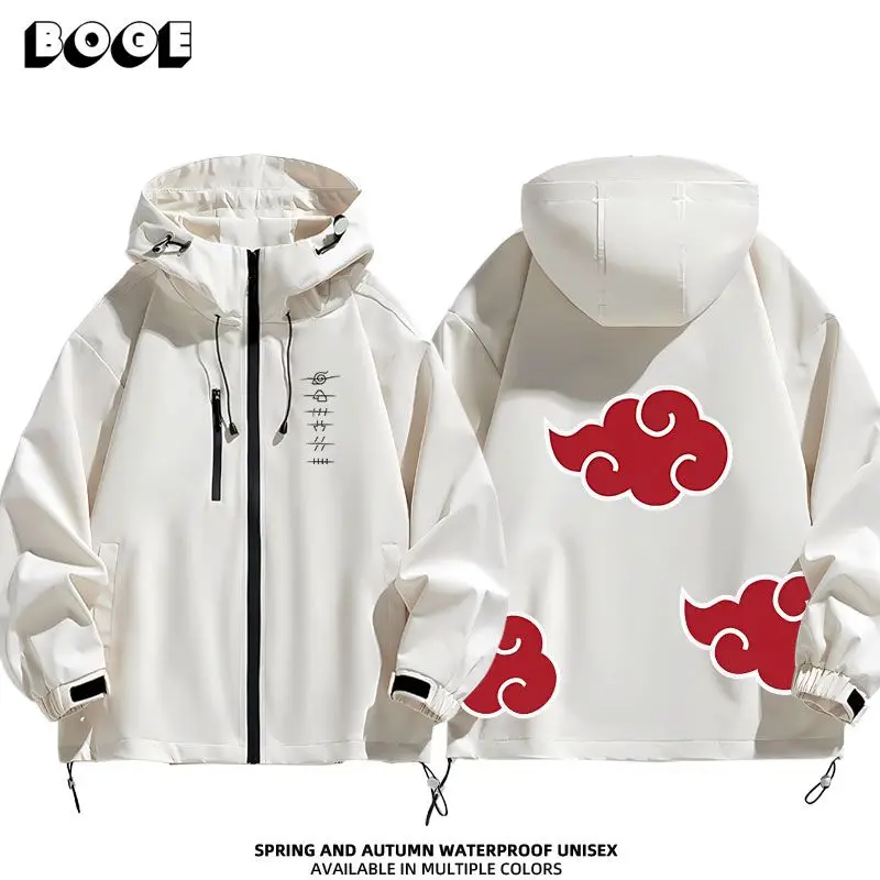 Naruto Akatsuki anime cartoon cute windbreaker anime style for boys and girls couples spring and autumn hooded coat jacket gift view 4