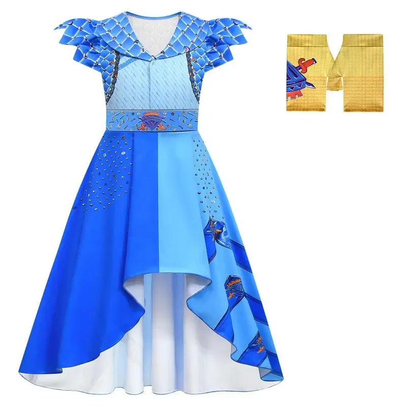 أزياء الأطفال D-Descendants4 التأثيرية للفتيات ملابس ذات طابع أحمر فستان كلوي التأثيري أزياء أداء الهالوين