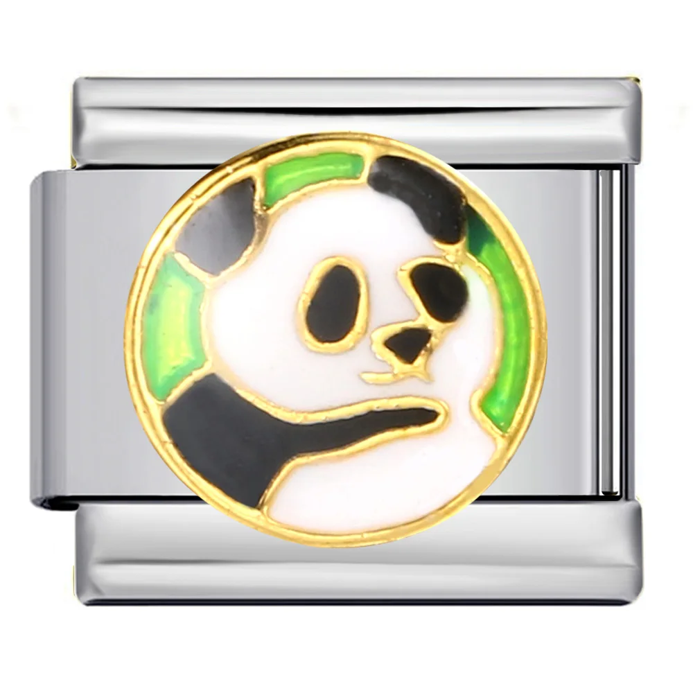 Fashion Y2k Cute Kawaii Animal Cat Dog Whale Panda Italian Charm Link Fit 9mm Stainless Steel Bracelet DIY Making Jewelry Beads