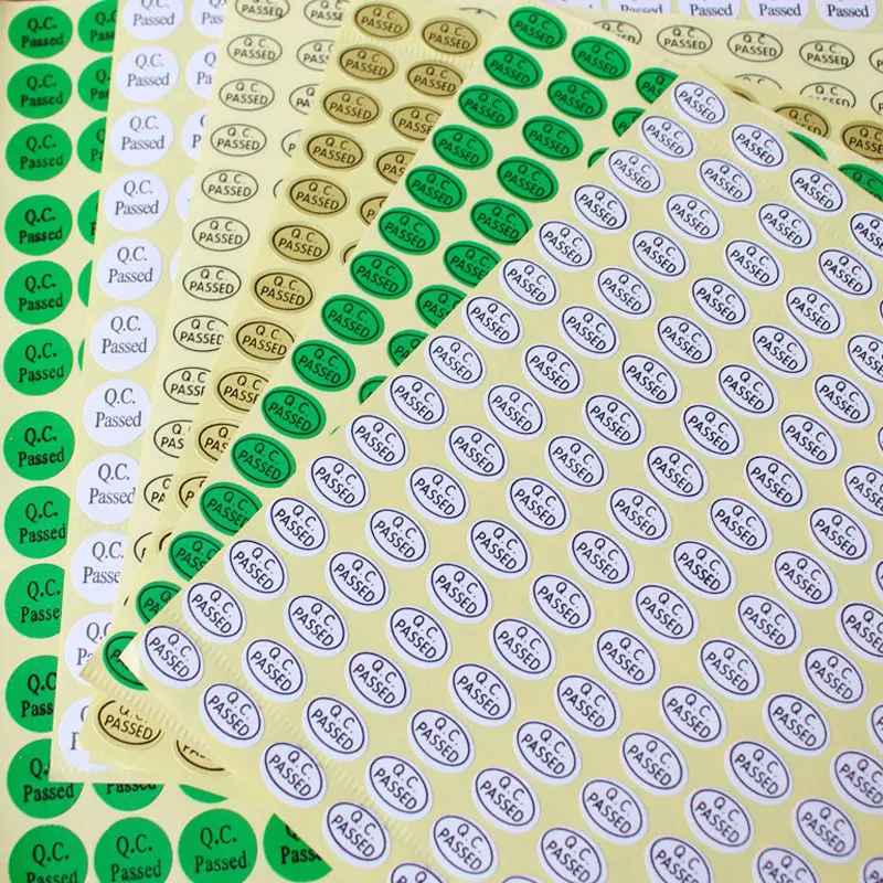 

2700pcs/pack Oval QC PASSED Stickers Label Small Paper qc passed item inspection labels Gold/Green/White/Clear PVC