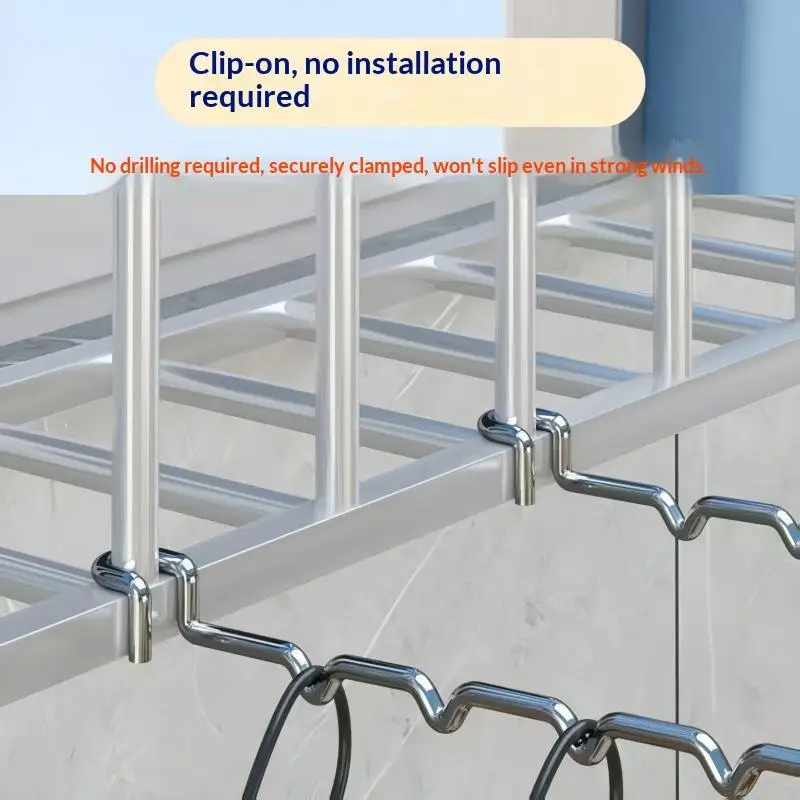New Adjustable Over Railing Clothes Drying Rack Sturdy Metal Space Saving For Small Apartment Balcony Laundry Use