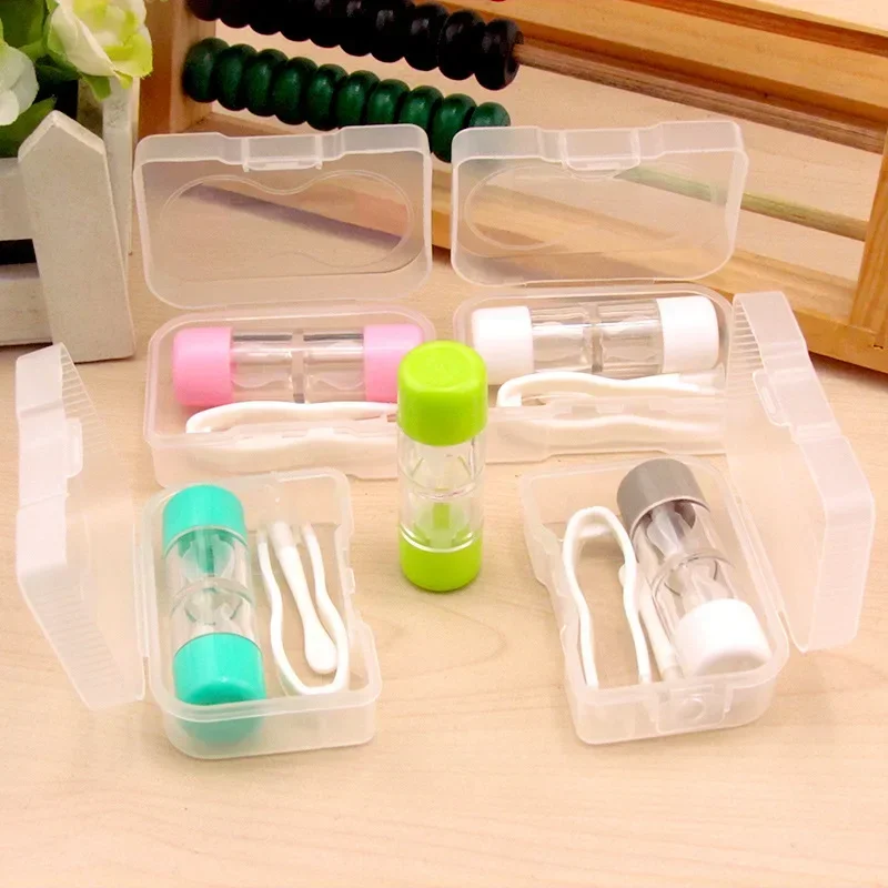 1PC Contact Lens Case Candy Color Glasses Lenses Box Tweezers Container Travel Eye Care Kit Holder Eyewear Accessories