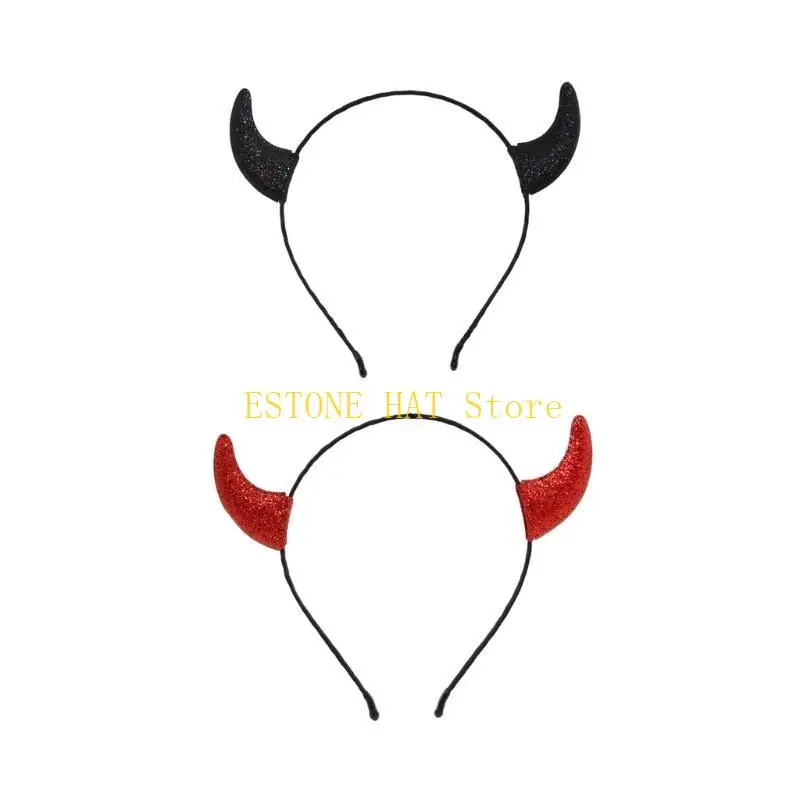 

49MF Темная серия повязка на голову с рогом дьявола для взрослых, мерцающий обруч для волос, головной убор на Хэллоуин