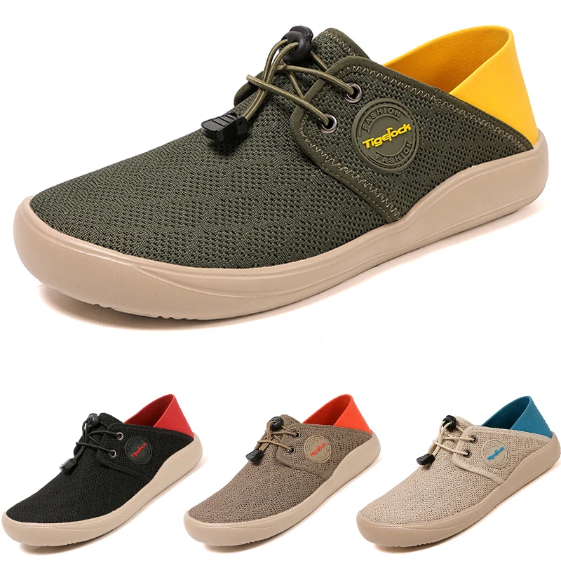 Nuevos zapatos de punta ancha descalzos de malla transpirable para hombres, zapatos casuales descalzos y zapatillas deportivas antideslizantes y resistentes al desgaste para exteriores
