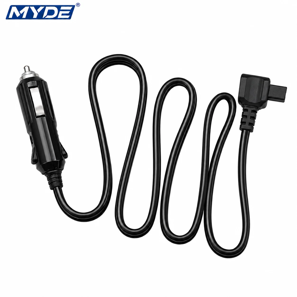 MYDE 2m 12V Car Refrigerator Power Cable 90 Degree Right Angle 2 Pin to Cigarette Lighter Plug Replacement Cord