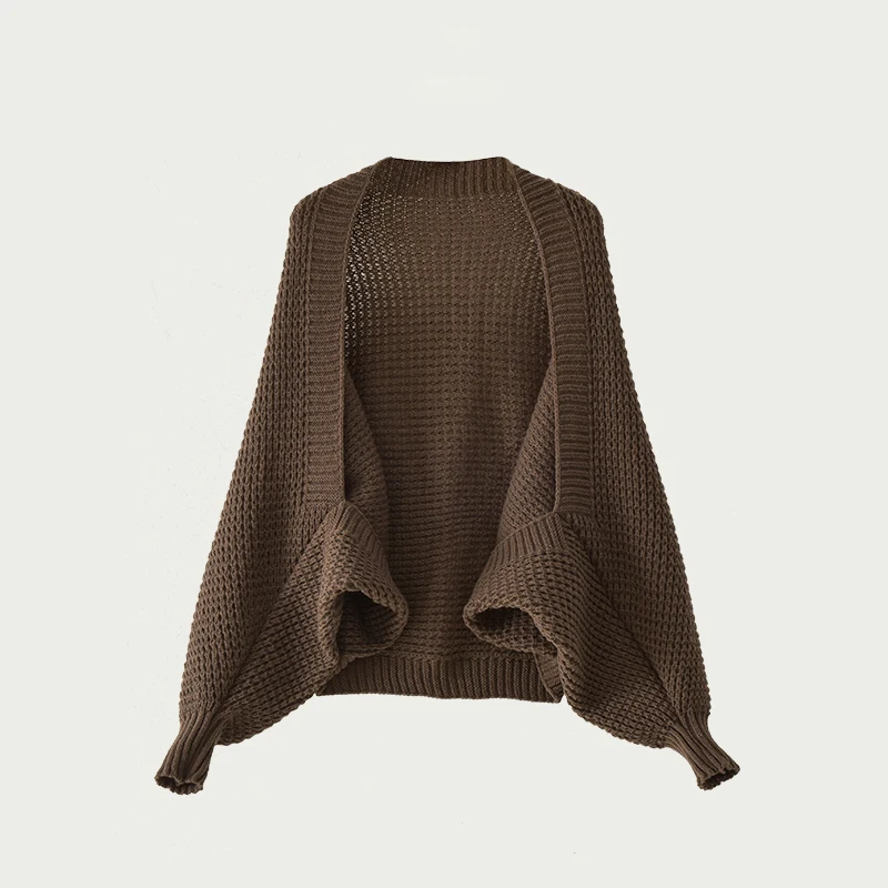 Shrug Sweater Women\'s Long Sleeve Open Front Knitted Cardigan Sweater Female Fall Winter Wrap-Up Knitwear Basic Outfit