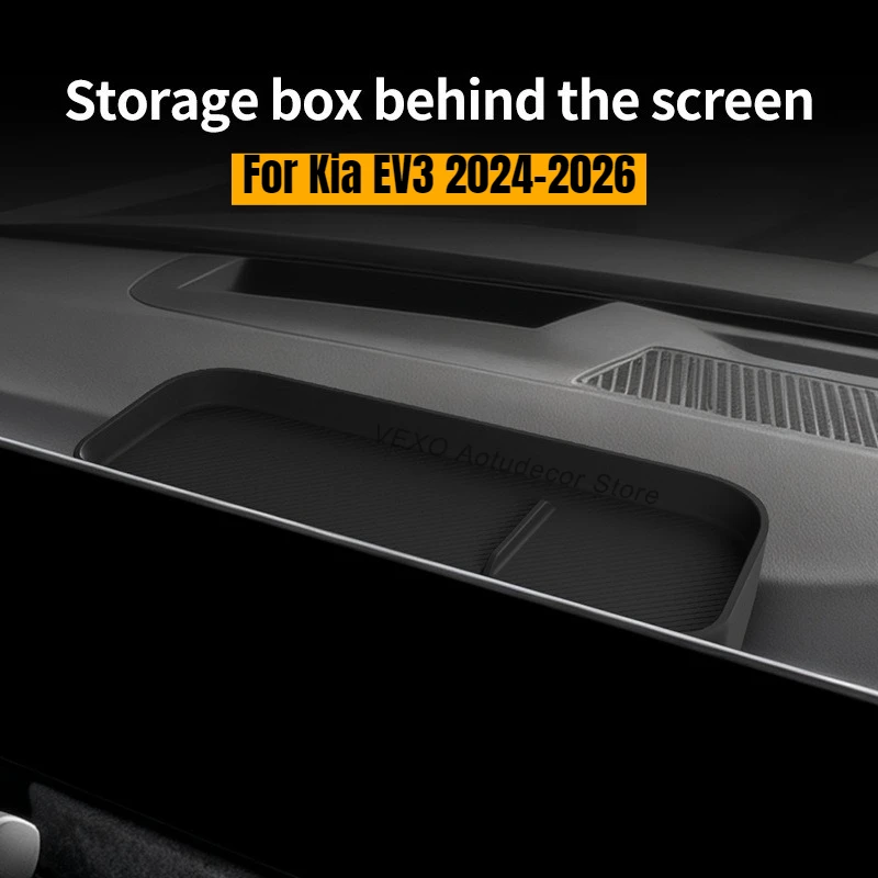 

For Kia EV3 2024 2025 2026 Screen Rear Storage Box Car Central Control Behind Silicone Screen Organizer Tray Storage Modified