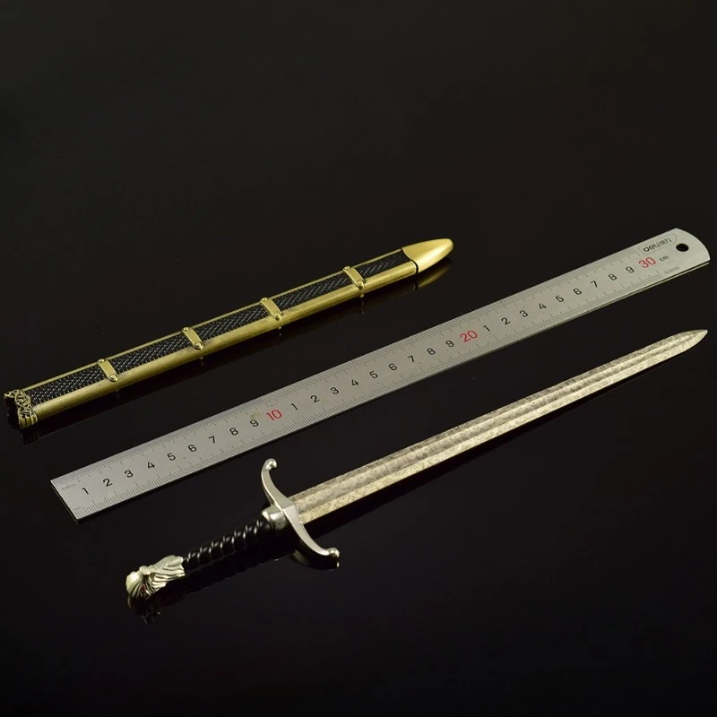 สินค้าภาพยนตร์เรื่อง The Song of Ice and Fire ขนาด 30 ซม. งานฝีมือโลหะทั้งหมด ดาบยาวแบบมีกรงเล็บ ของเล่นดาบและมีดพร้อมปลอก