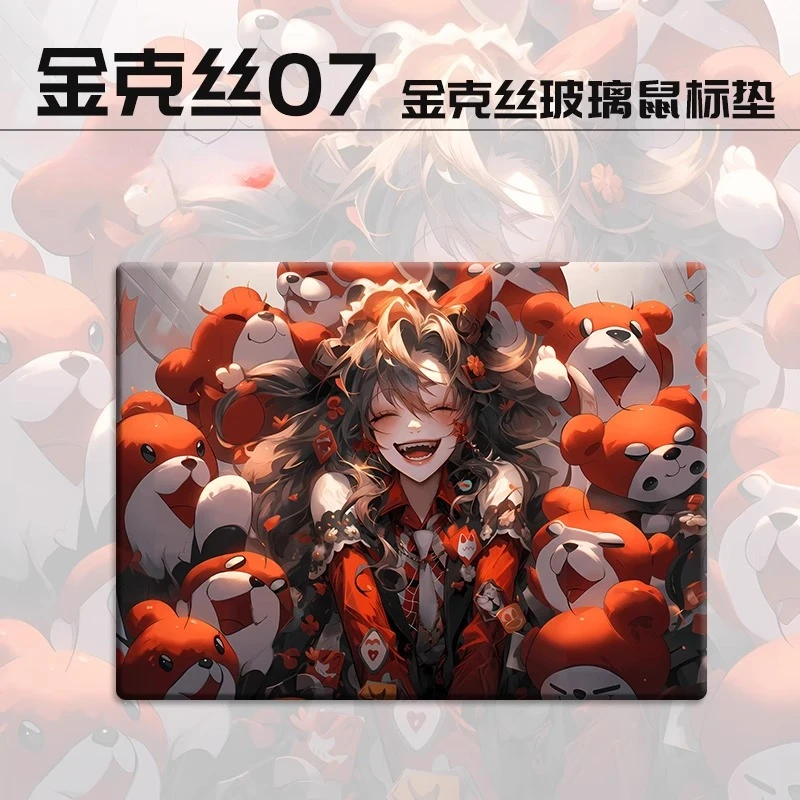 Jinx Glass Mouse Pad Smooth Waterproof UV Printing FPS Esports Games Tempered Glass Mousepad XXL Valorant Anime Table Mat Laptop