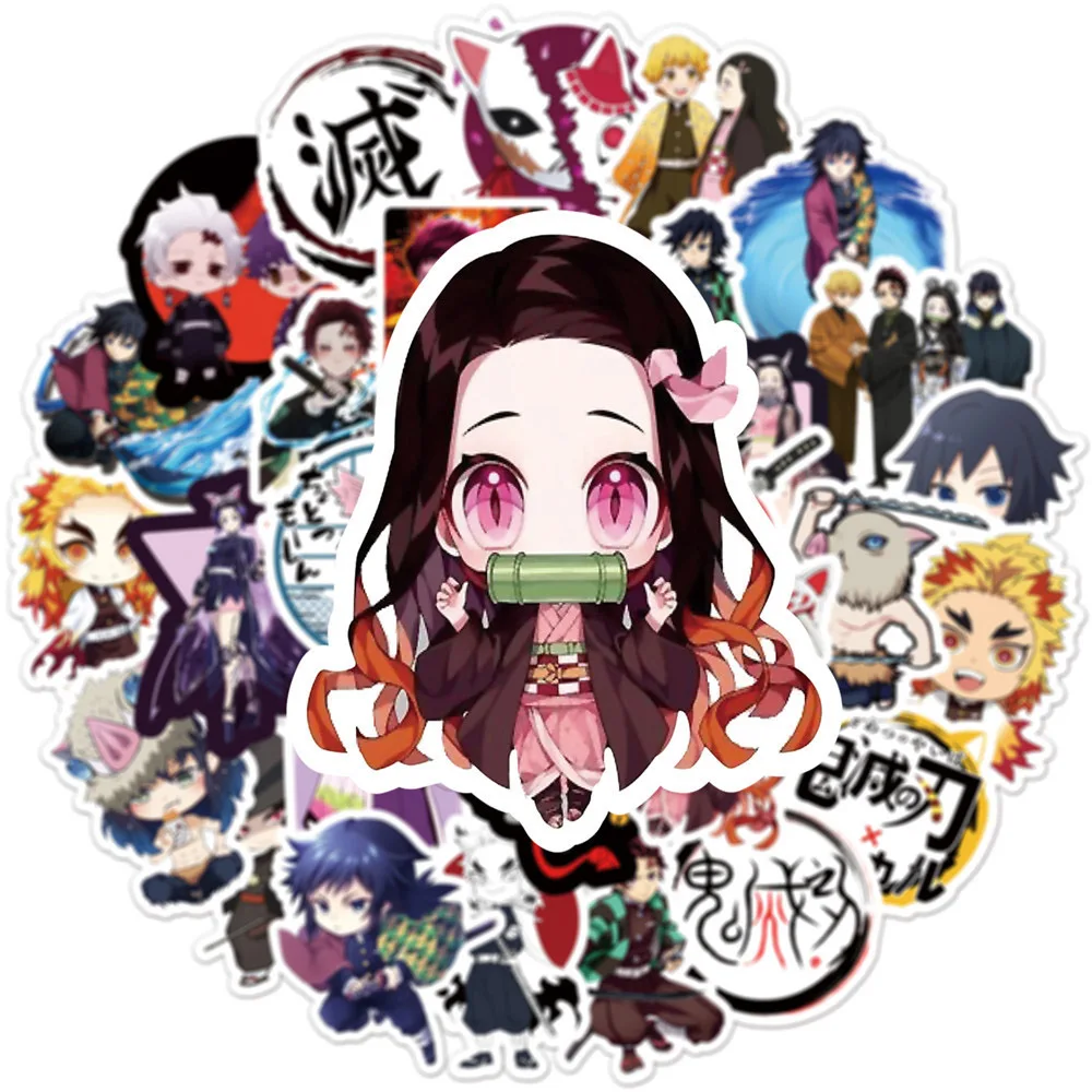 10/30/50/100pcs Cute Cartoon Demon Slayer Anime Stickers Waterproof Graffiti DIY Water Bottle Phone Notebook Kid Cool Decals Toy