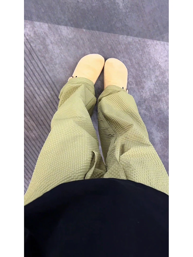 

Ice Silk Bubble Cloth Men's Summer Loose Wide Leg Pants Qui Dry Comfortable Lazy Sle American Sports Casual Trousers